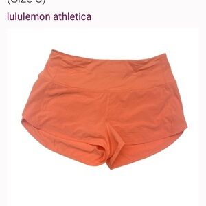 Lululemon Speed Up Shorts Sunset Orange Athletic Running Yoga Workout Size 8
